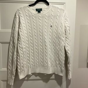 Ralph Lauren Classic White Cable Knit Sweater
